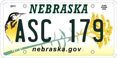 NE license plate ASC179
