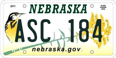 NE license plate ASC184