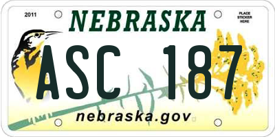 NE license plate ASC187