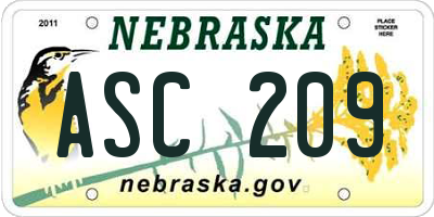 NE license plate ASC209