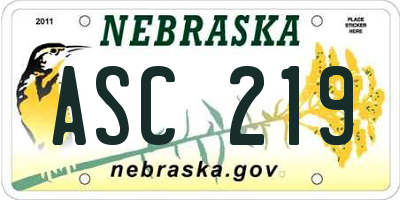 NE license plate ASC219
