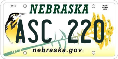 NE license plate ASC220