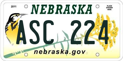 NE license plate ASC224