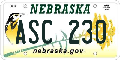 NE license plate ASC230