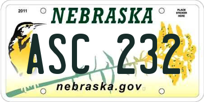 NE license plate ASC232