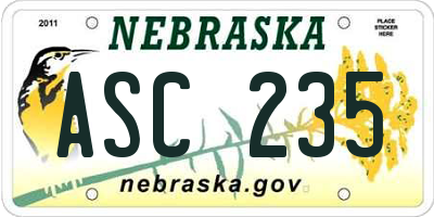 NE license plate ASC235
