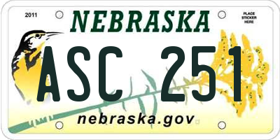 NE license plate ASC251