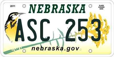 NE license plate ASC253