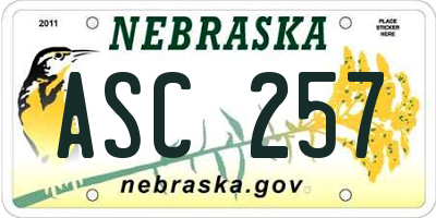 NE license plate ASC257