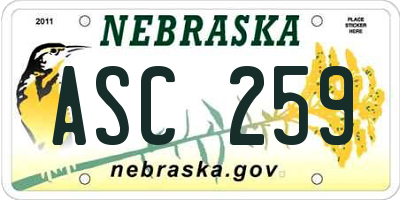 NE license plate ASC259