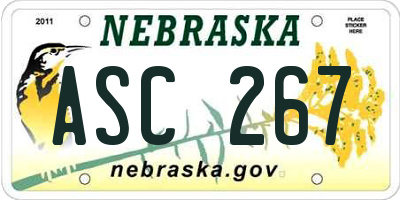 NE license plate ASC267