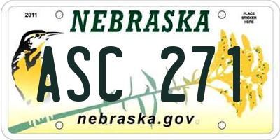 NE license plate ASC271