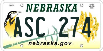 NE license plate ASC274