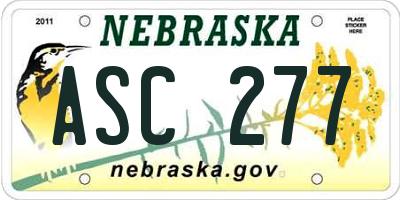 NE license plate ASC277