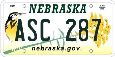NE license plate ASC287