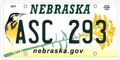 NE license plate ASC293