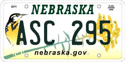 NE license plate ASC295