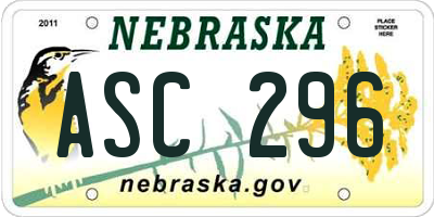 NE license plate ASC296
