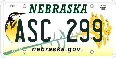 NE license plate ASC299