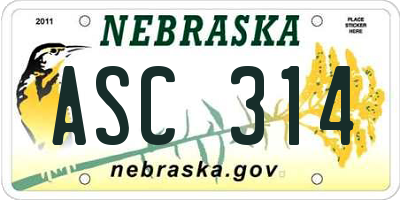 NE license plate ASC314
