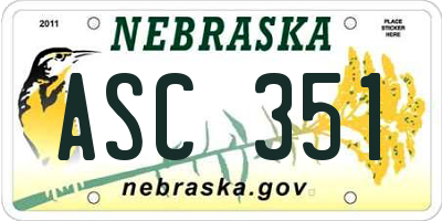 NE license plate ASC351