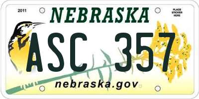 NE license plate ASC357
