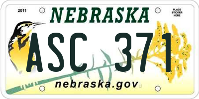NE license plate ASC371