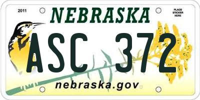NE license plate ASC372
