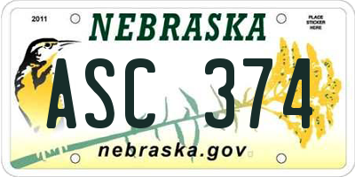 NE license plate ASC374