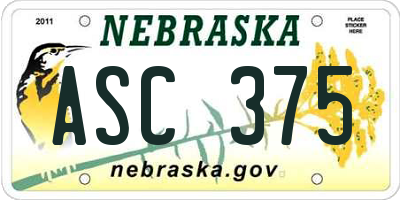 NE license plate ASC375