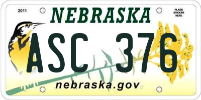 NE license plate ASC376