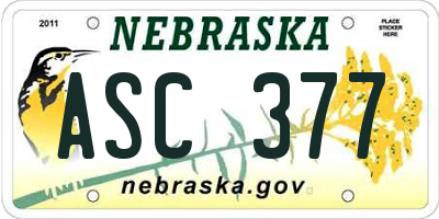 NE license plate ASC377