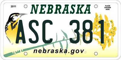 NE license plate ASC381