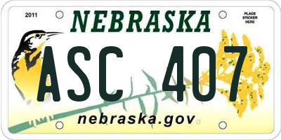 NE license plate ASC407