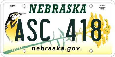 NE license plate ASC418