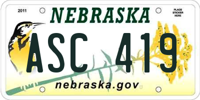 NE license plate ASC419