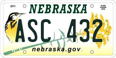 NE license plate ASC432