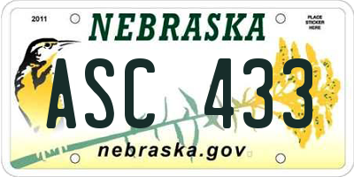 NE license plate ASC433