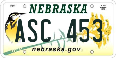NE license plate ASC453