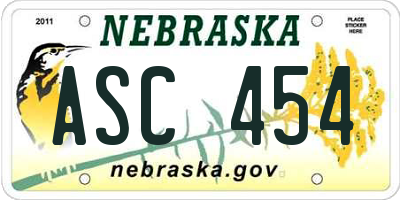NE license plate ASC454