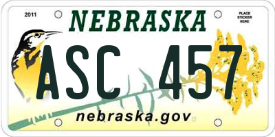 NE license plate ASC457