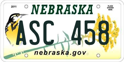 NE license plate ASC458