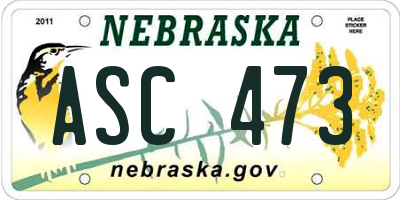 NE license plate ASC473