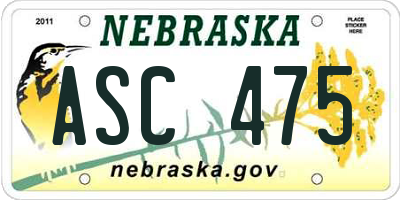 NE license plate ASC475
