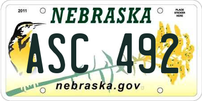 NE license plate ASC492