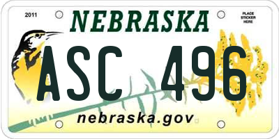 NE license plate ASC496