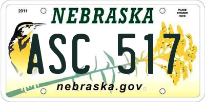 NE license plate ASC517