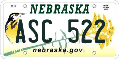 NE license plate ASC522