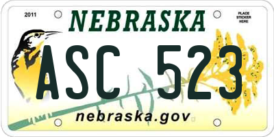 NE license plate ASC523