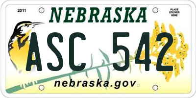 NE license plate ASC542